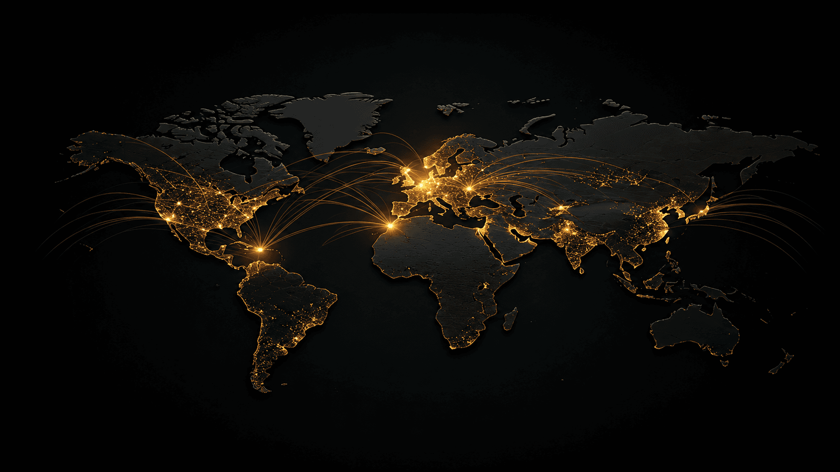 Mapa mundial com conexões globais de transações internacionais